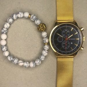 New Gold Watch For Men With Bracelet.black dial